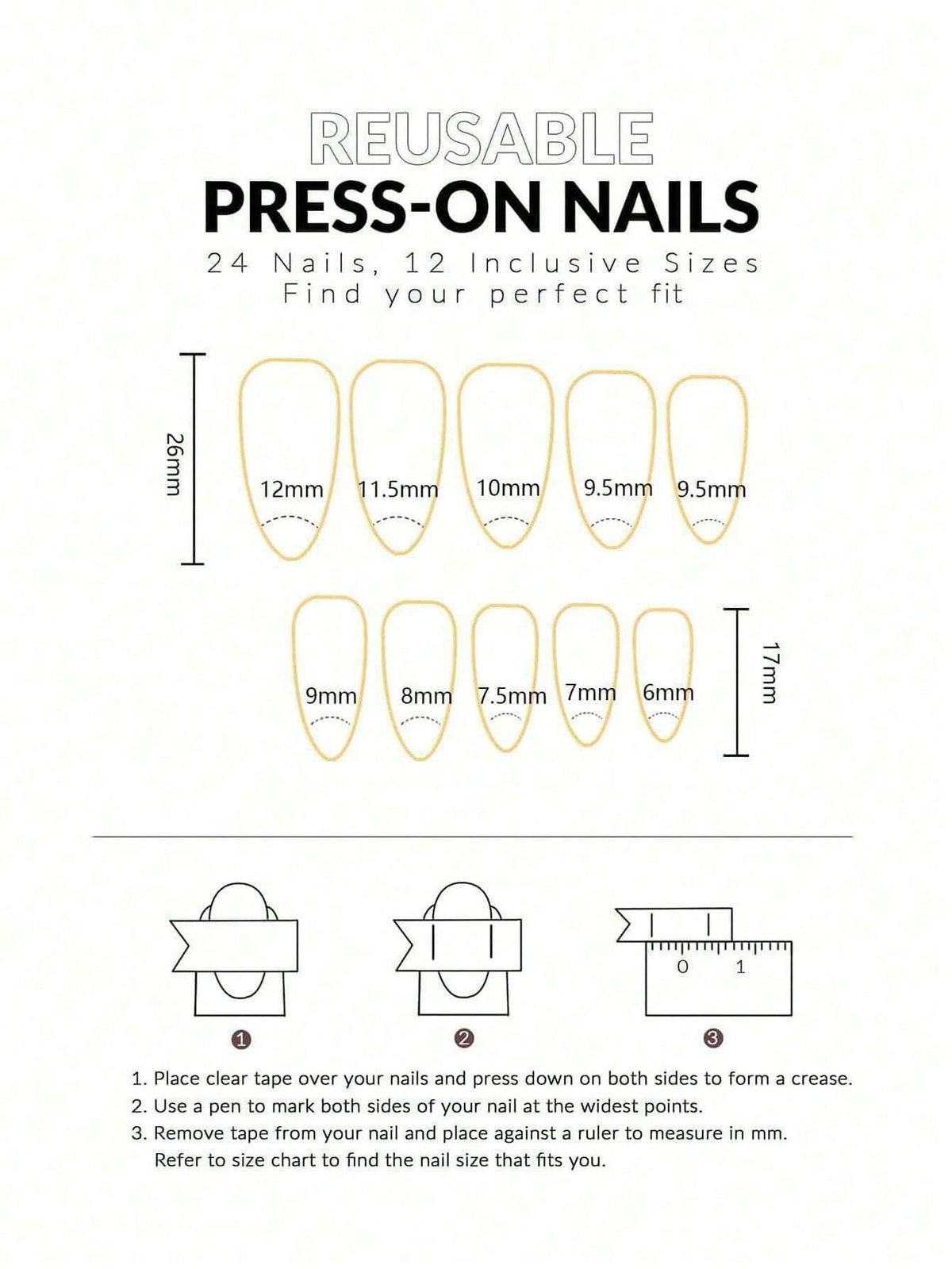 Blue Tie-Dye French Almond 3D Golden Star Nails (24pcs)