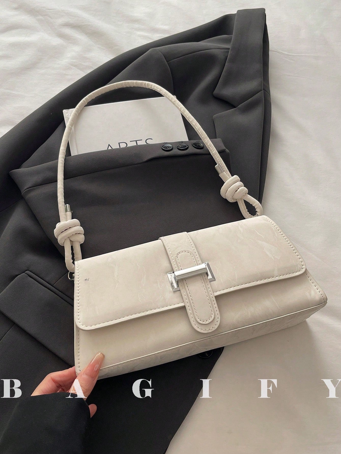 Elegant Metal Decor Shoulder Handbag for Work & Party