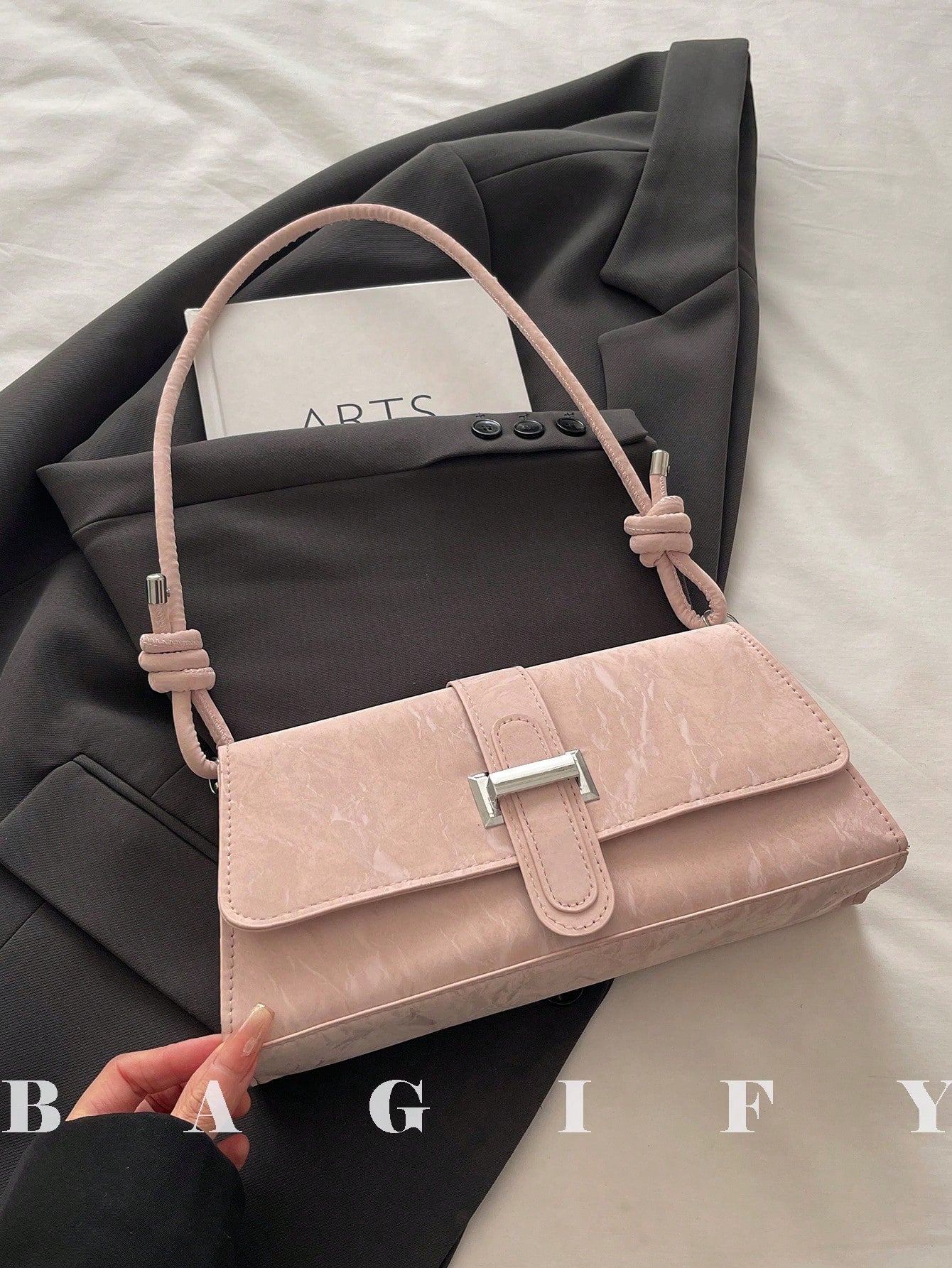 Elegant Metal Decor Shoulder Handbag for Work & Party