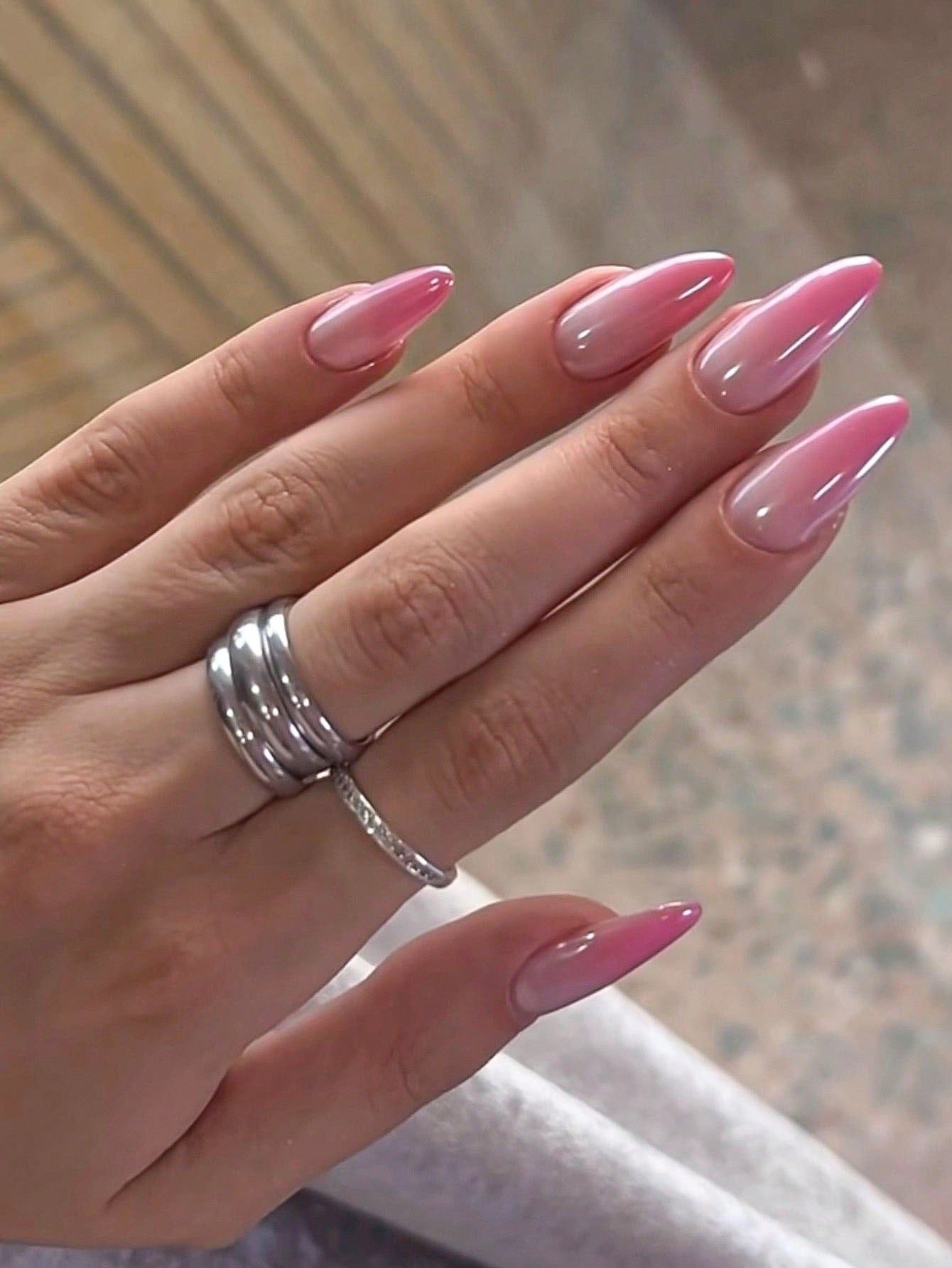 Handmade 3D Floral & Cat Eye Almond Press-On Nails
