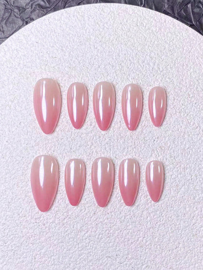 Handmade 3D Floral & Cat Eye Almond Press-On Nails