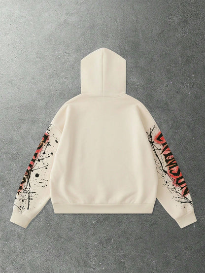 Men Loose Fit Retro Graphic Hoodie