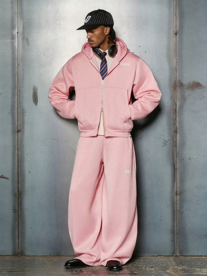 Men's Dusty Pink Deconstructed Streetwear Hoodie Set