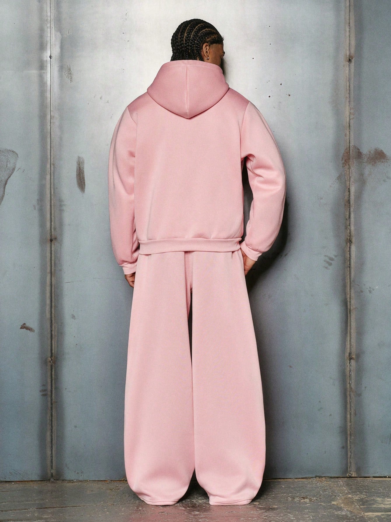 Men's Dusty Pink Deconstructed Streetwear Hoodie Set