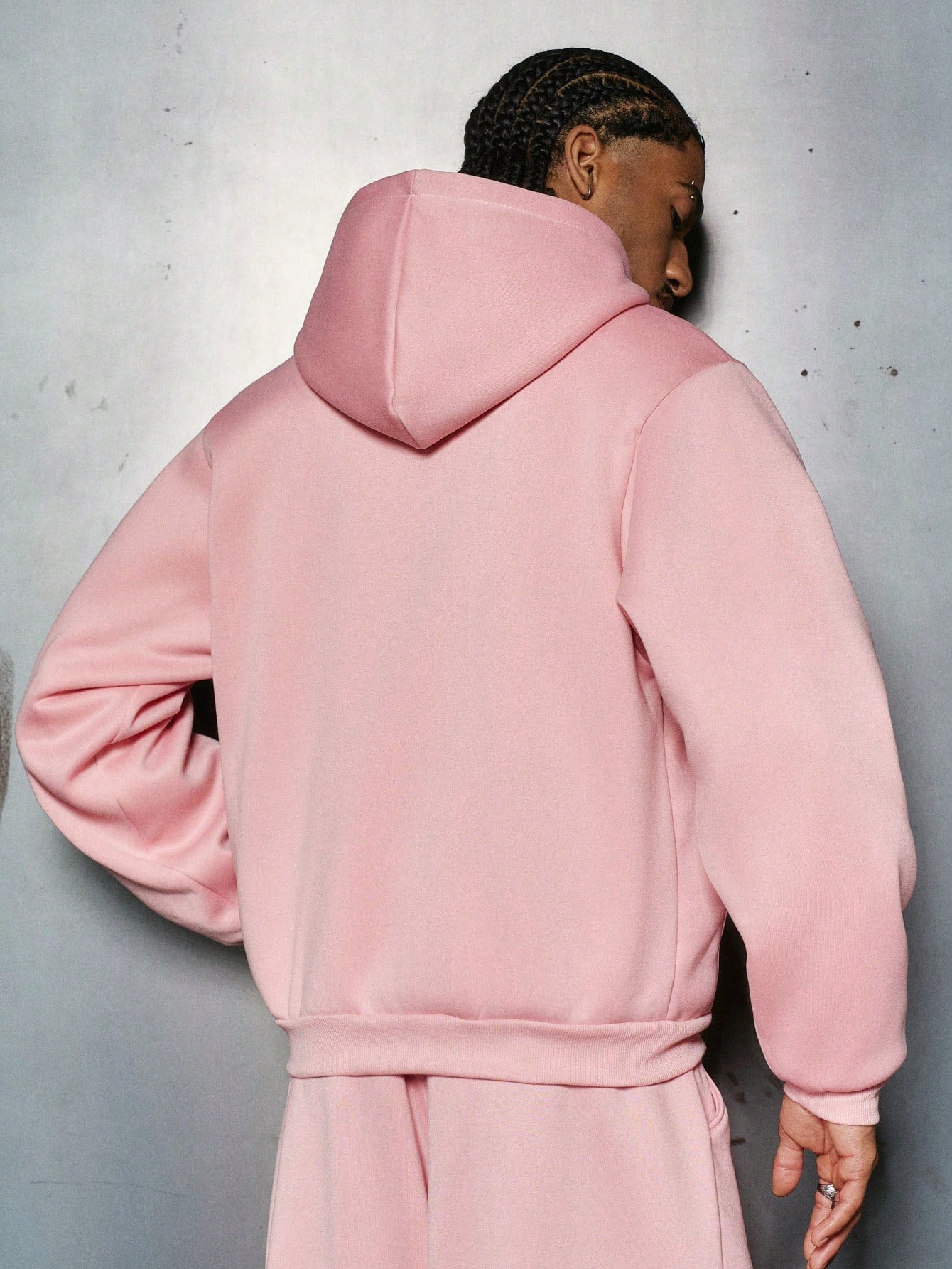 Men's Dusty Pink Deconstructed Streetwear Hoodie Set