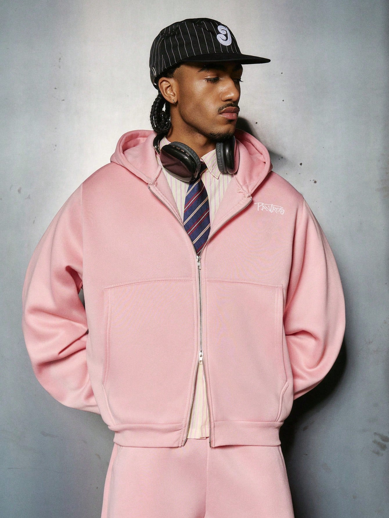Men's Dusty Pink Deconstructed Streetwear Hoodie Set