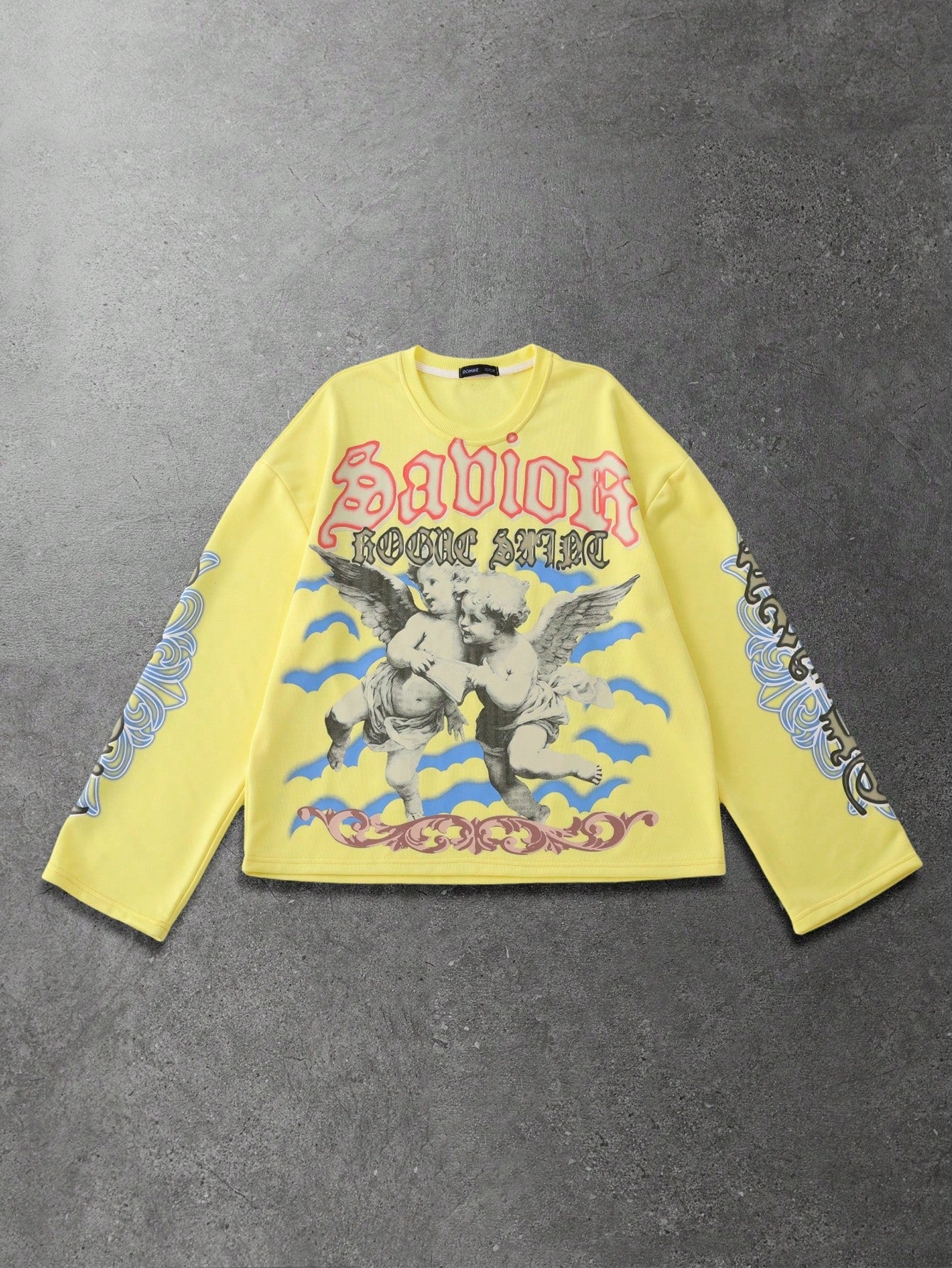 Men's Angel Letter Print Long Sleeve Tee