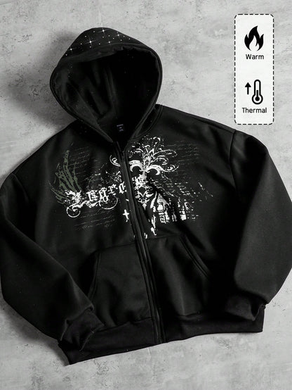 Men's Glitter Sequin Print Retro Street Hoodie