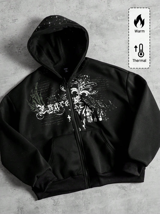 Men's Glitter Sequin Print Retro Street Hoodie