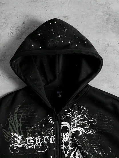 Men's Glitter Sequin Print Retro Street Hoodie