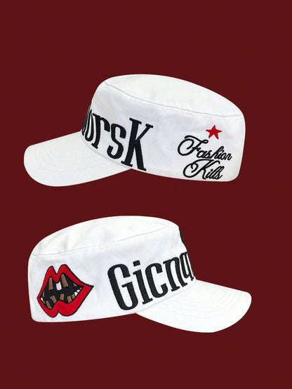 Men's Letter Lip Embroidery Hip Hop Streetwear Cap