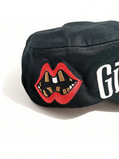 Men's Letter Lip Embroidery Hip Hop Streetwear Cap