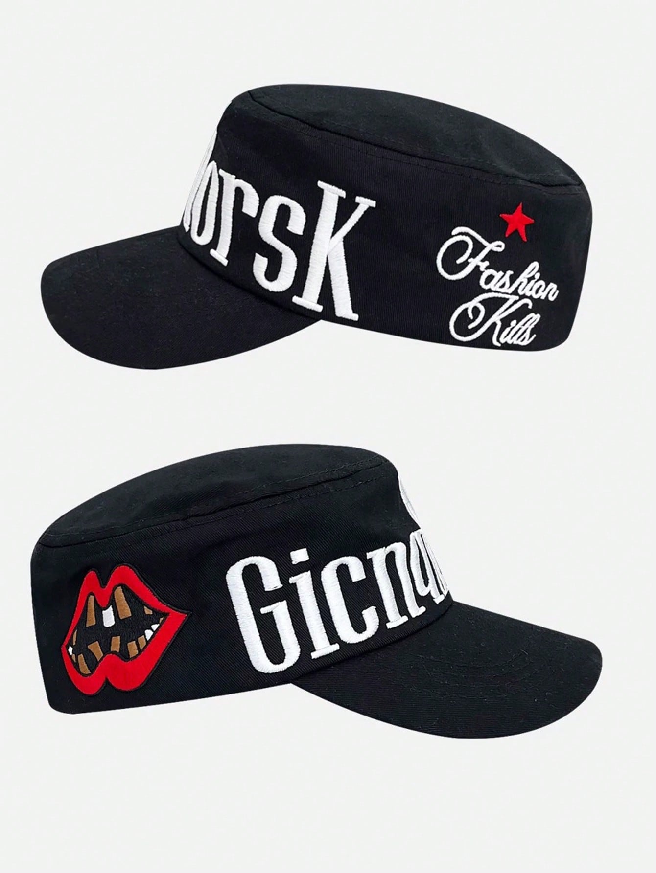 Men's Letter Lip Embroidery Hip Hop Streetwear Cap