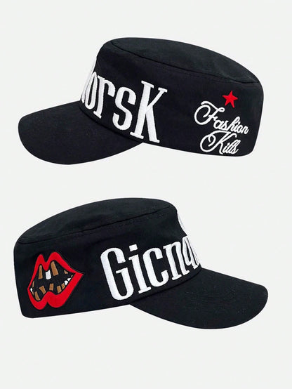 Men's Letter Lip Embroidery Hip Hop Streetwear Cap