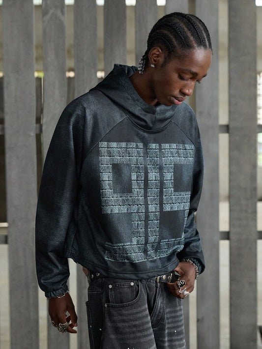 Men's Loose High Neck Printed Hoodie