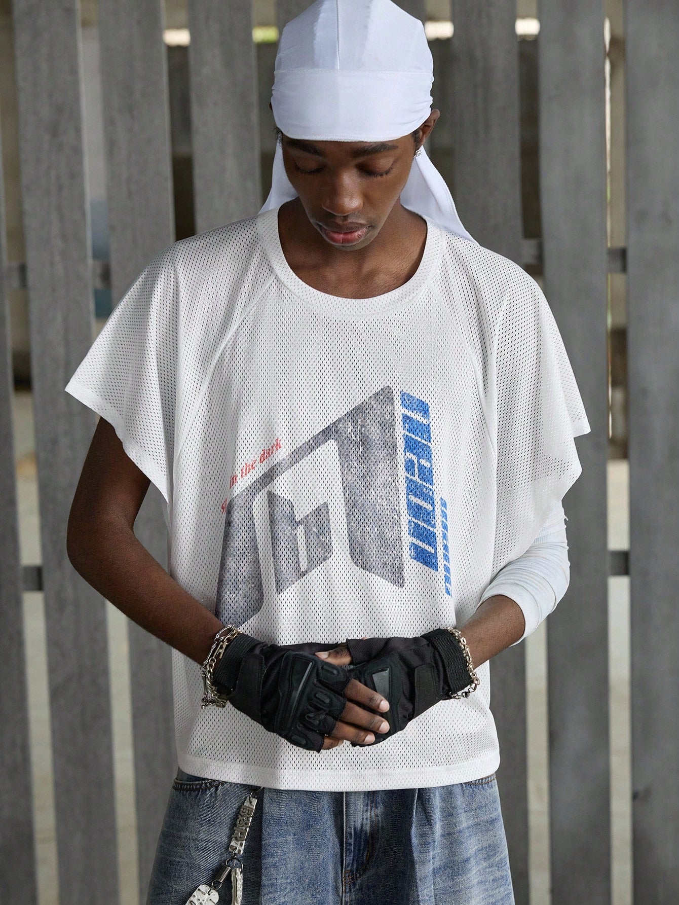 Men's Street Style White Knit Tank