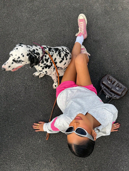 Women's Heart Pattern Loose Sweatshirt and Shorts Set