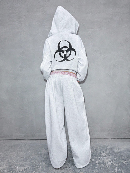 Women's Y3K Dual Waist Streetwear Hoodie and Pants Set