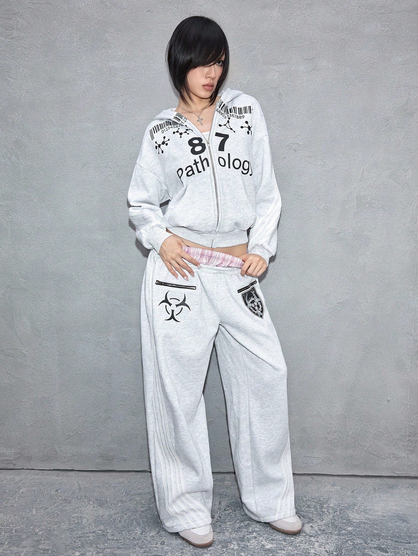 Women's Y3K Dual Waist Streetwear Hoodie and Pants Set