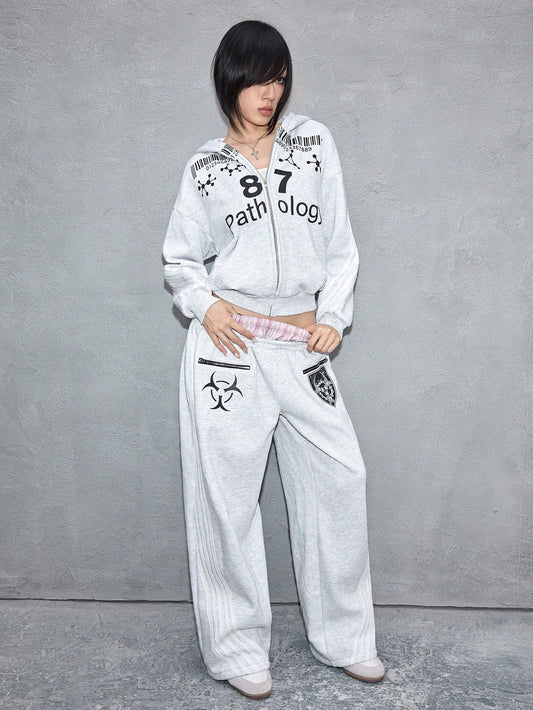 Women's Y3K Dual Waist Streetwear Hoodie and Pants Set