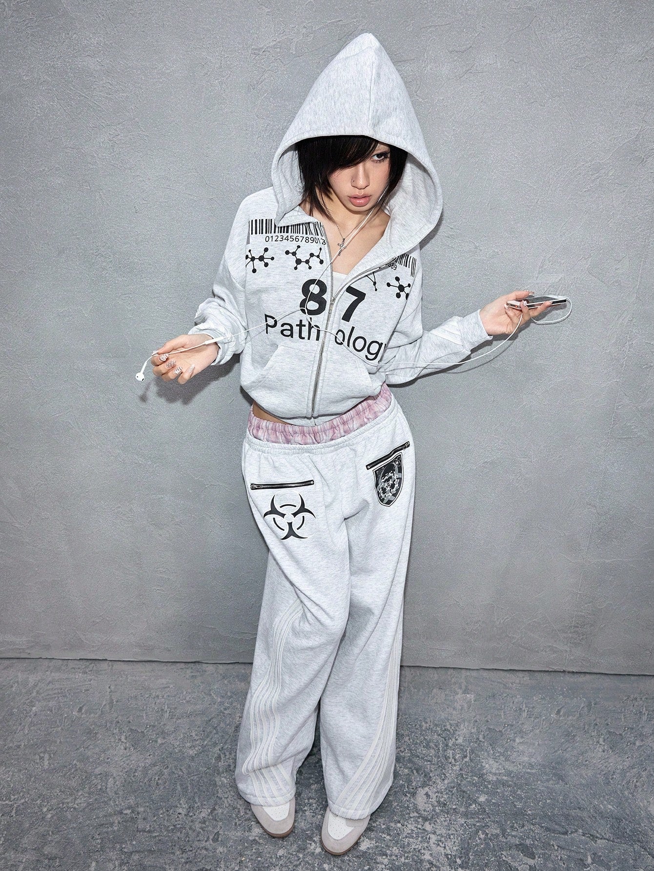 Women's Y3K Dual Waist Streetwear Hoodie and Pants Set