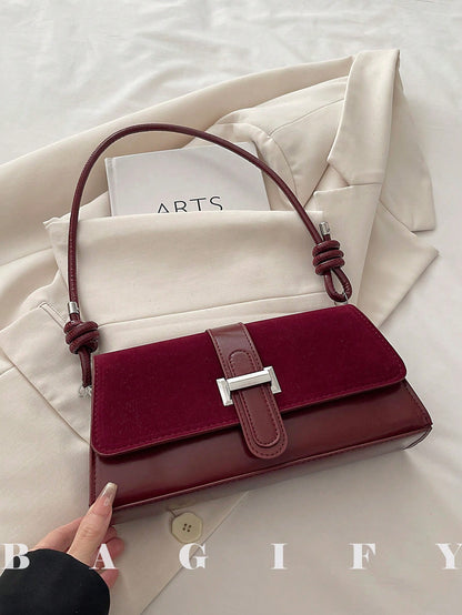 Elegant Metal Decor Shoulder Handbag for Work & Party