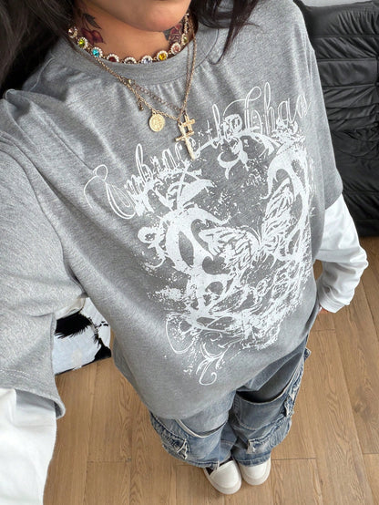 Women Oversized Grunge Punk Long Sleeve Tee