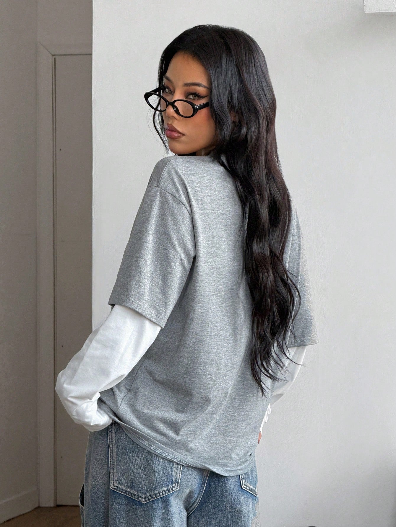 Women Oversized Grunge Punk Long Sleeve Tee