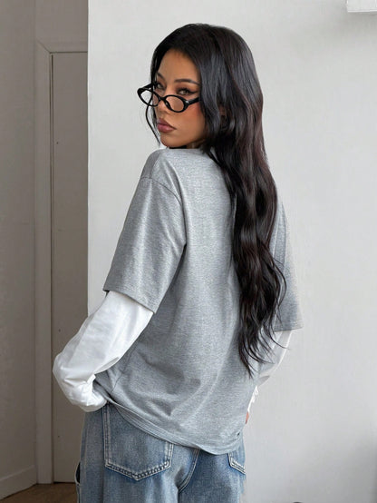 Women Oversized Grunge Punk Long Sleeve Tee