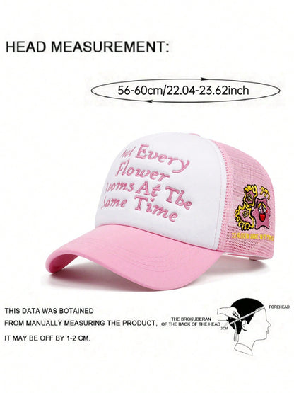 Pink Truck Embroidery Hip Hop Adjustable Mesh Snapback