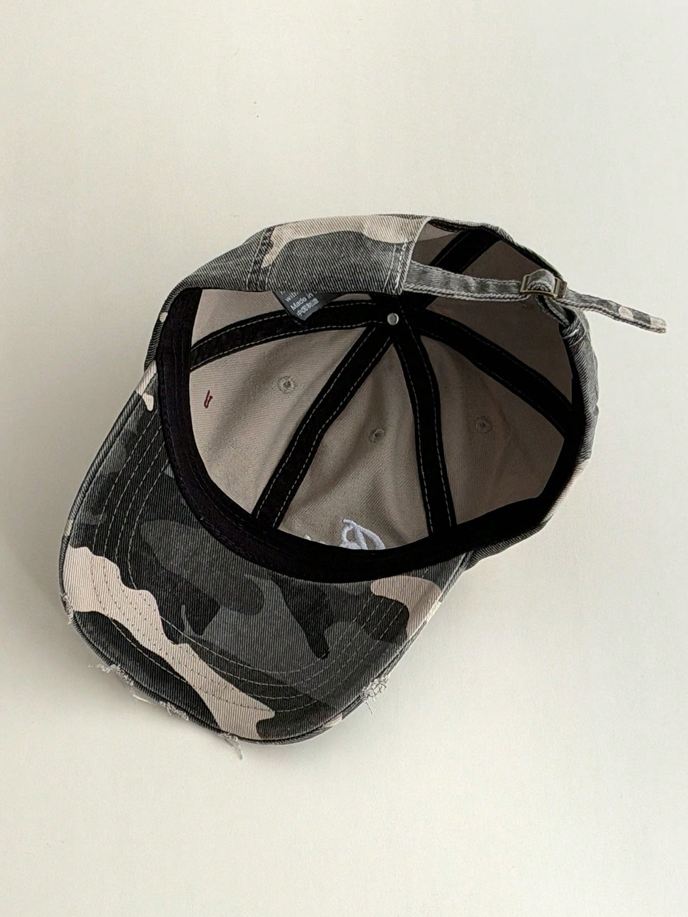 Retro Y2K Camo Embroidery Distressed Baseball Cap