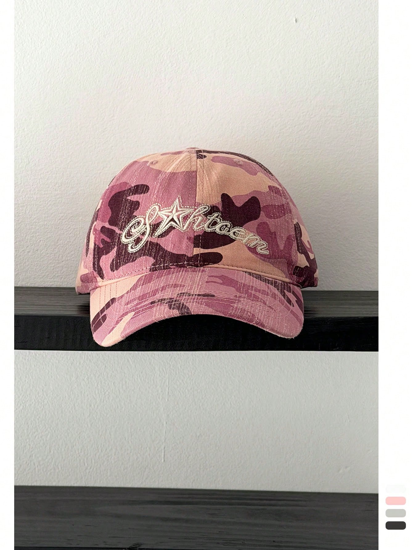 Retro Y2K Camo Embroidery Distressed Baseball Cap