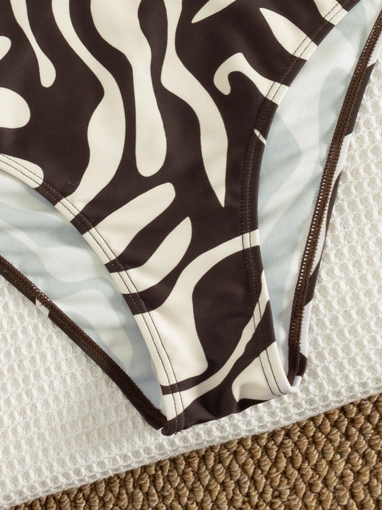 Metallic Accent Printed Strapped One-Piece Swimsuit