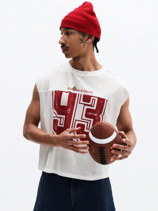 Varsity Number Mesh Loose Fit Tank Top