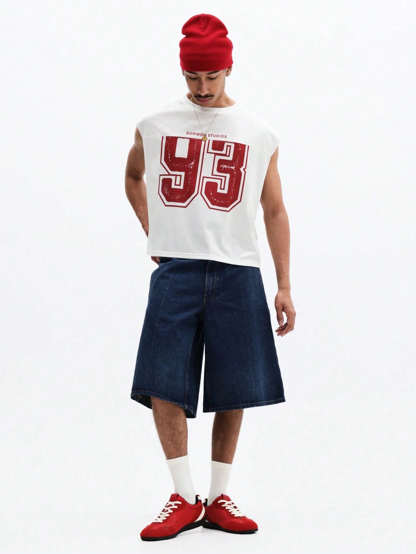 Varsity Number Mesh Loose Fit Tank Top