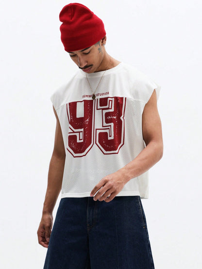 Varsity Number Mesh Loose Fit Tank Top