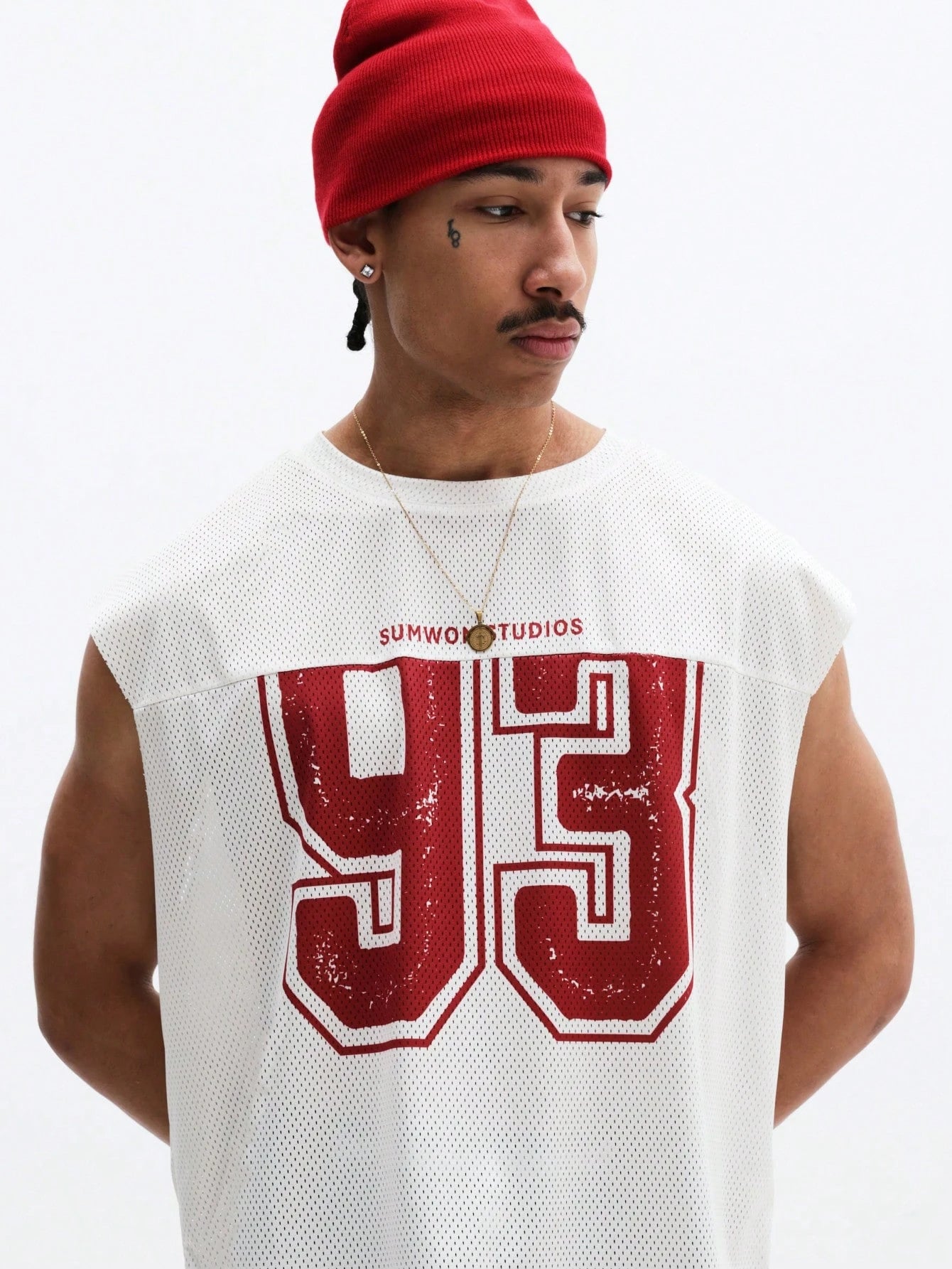 Varsity Number Mesh Loose Fit Tank Top