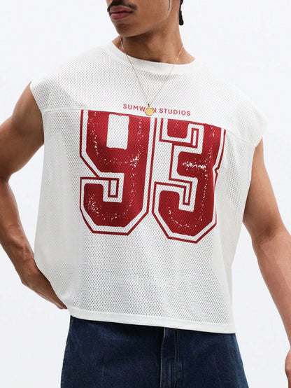 Varsity Number Mesh Loose Fit Tank Top