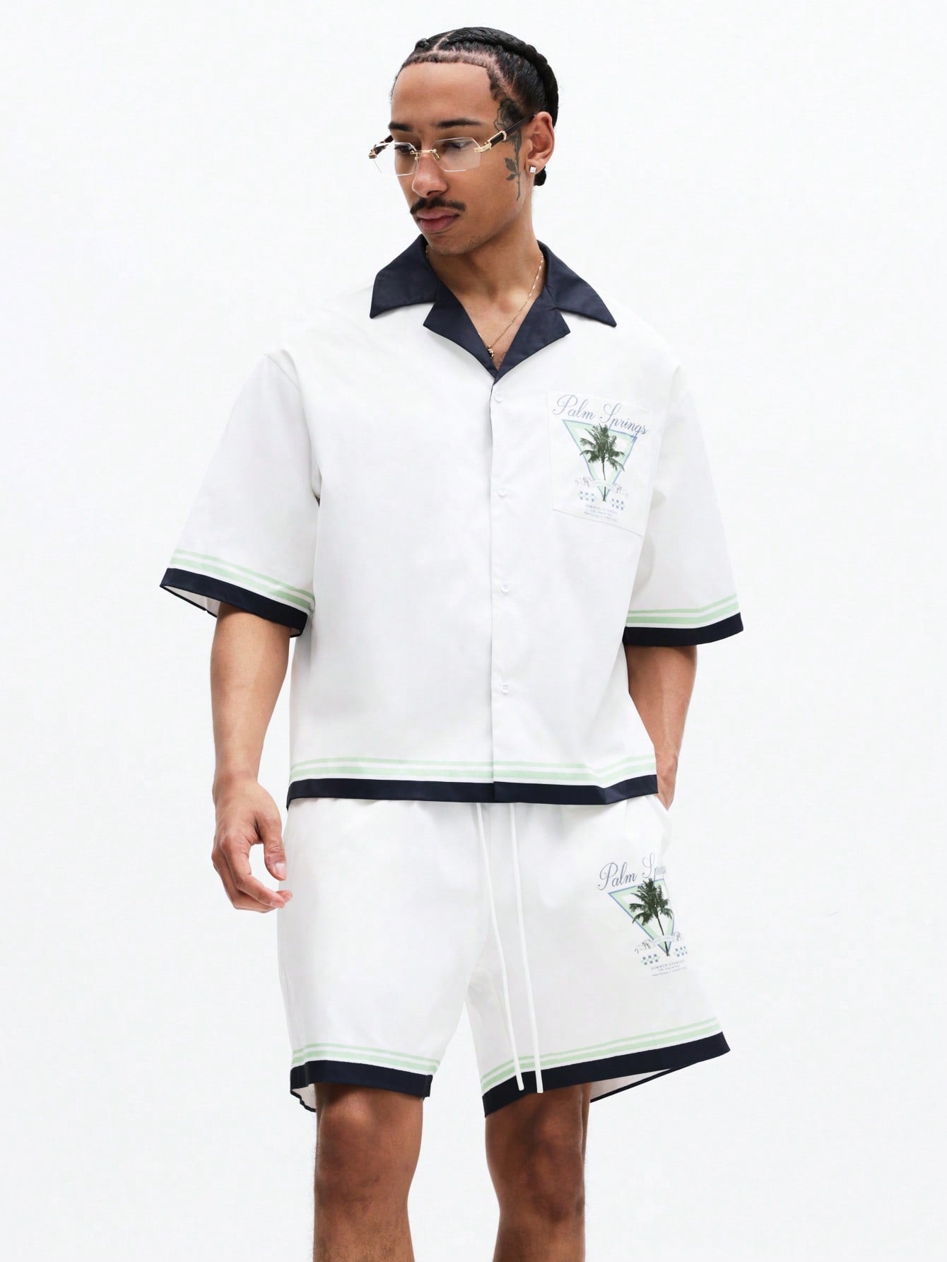 Palm Spring Tropical Print Shirt and Shorts Co-Ord Set
