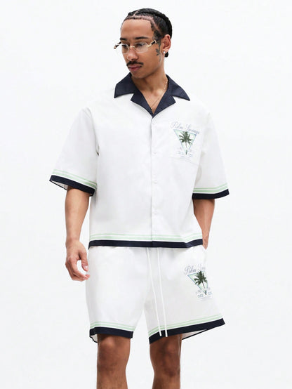 Palm Spring Tropical Print Shirt and Shorts Co-Ord Set