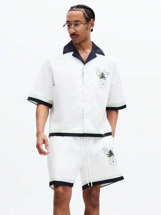 Palm Spring Tropical Print Shirt and Shorts Co-Ord Set