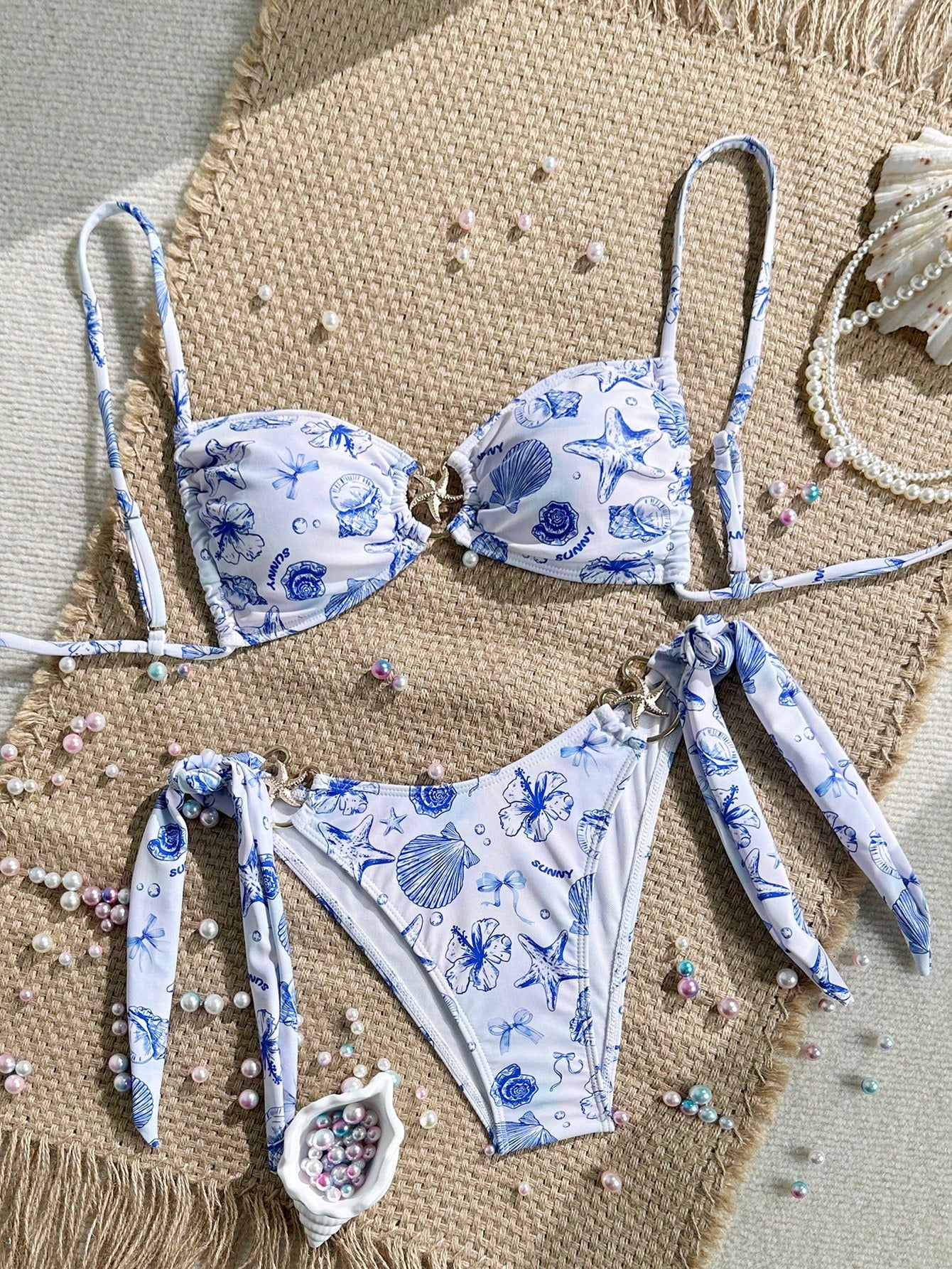 Decor Ocean Print Side-Tie Bikini Set