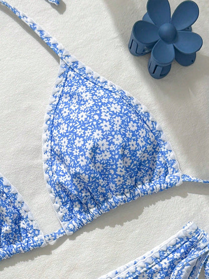 Tropical Blue Ditsy Floral 2-Piece Bikini Set
