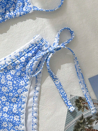 Tropical Blue Ditsy Floral 2-Piece Bikini Set