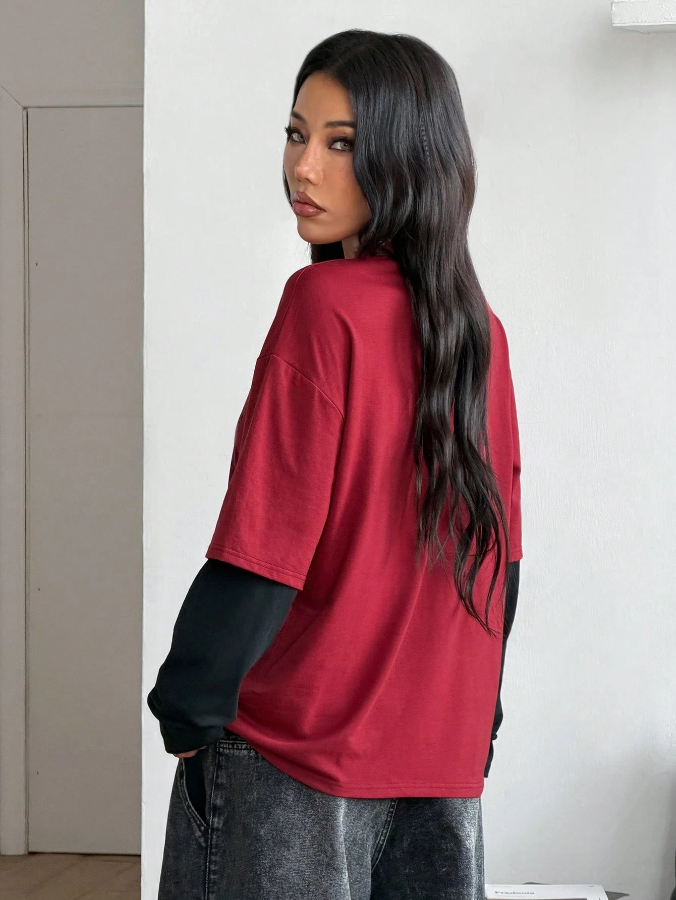 Women Oversized Grunge Goth Graphic Long Tee