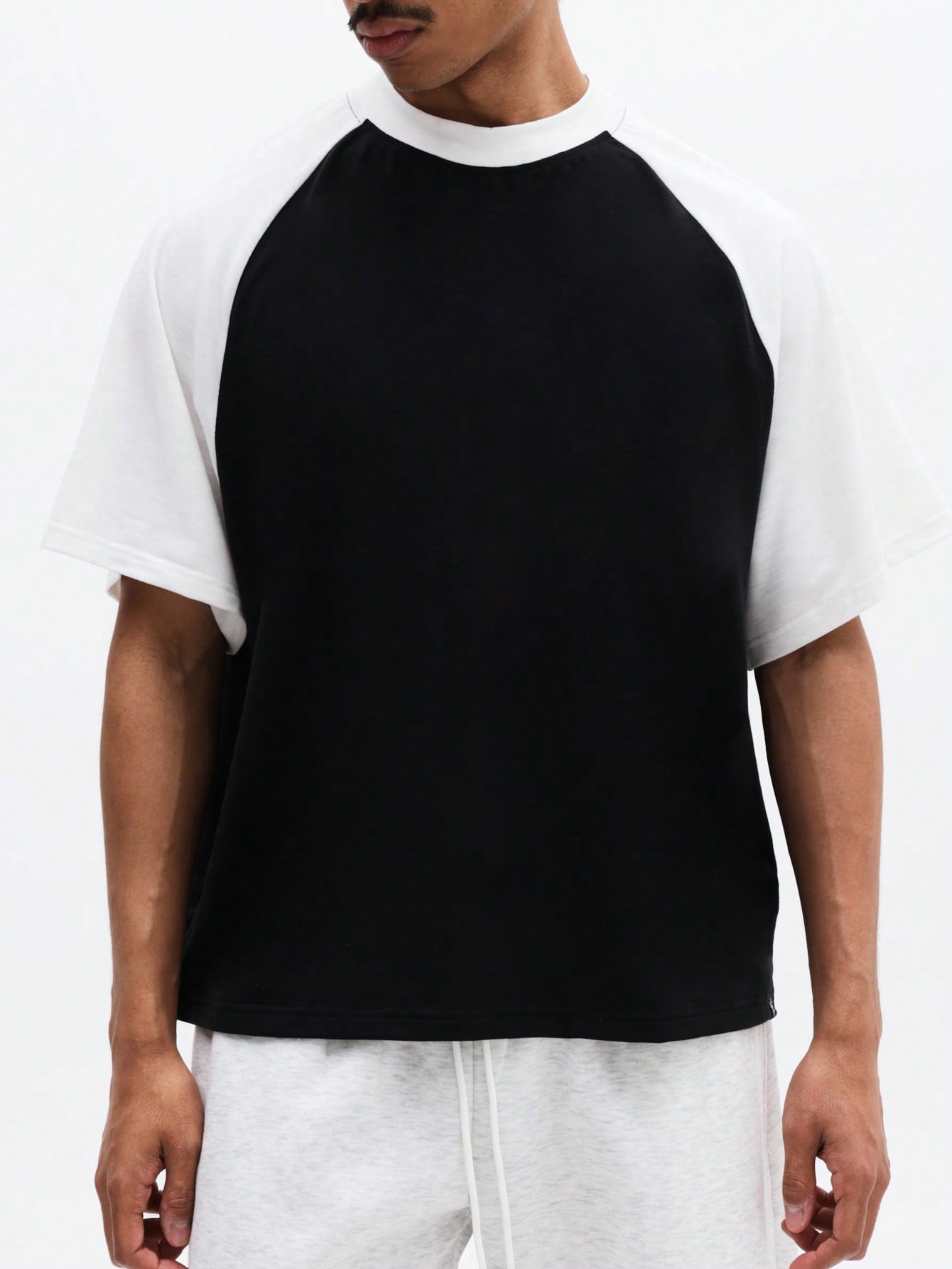 Essential Raglan Crew Neck Color Block Tee