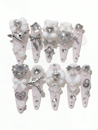 Anime 10pcs Y2K Heart & Star Press-On Nails