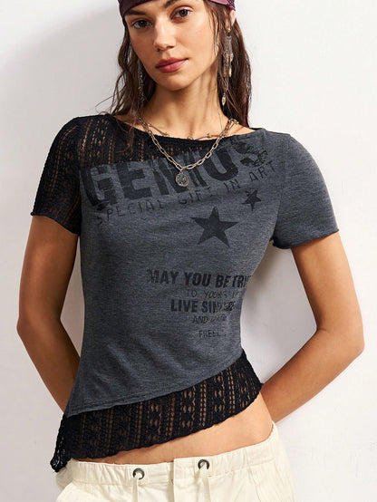 Women’s Casual Solid Off-Shoulder Knit T-Shirt