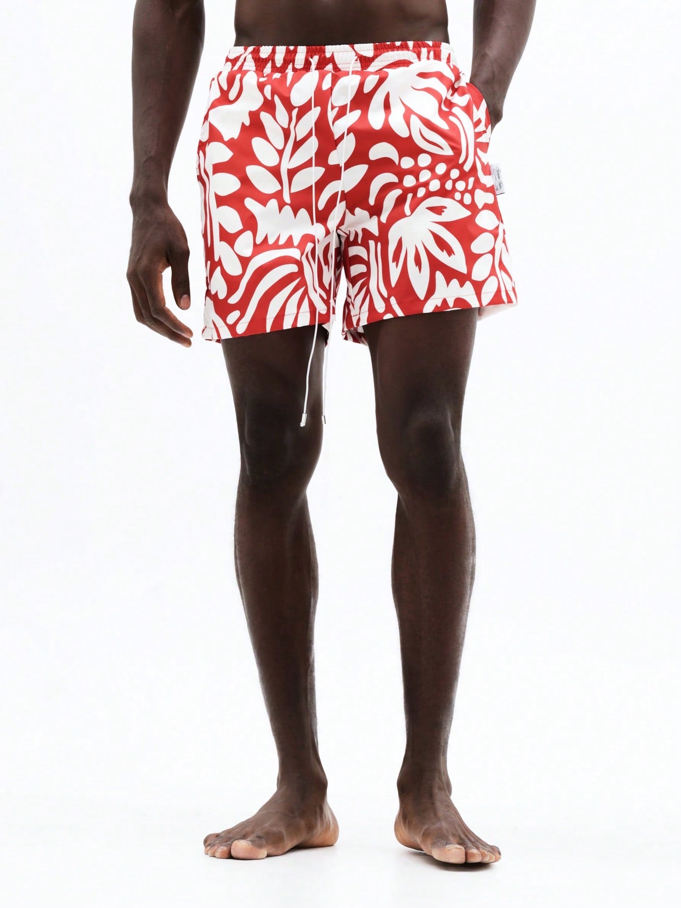 Men's Tropical Floral Print Beach Swim Trunks