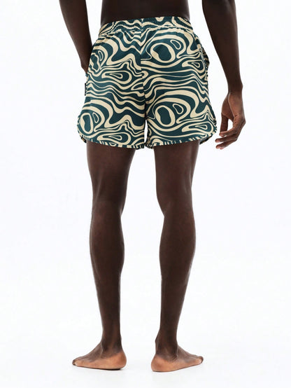 Men's Abstract Swirl Pattern Beach Board Shorts